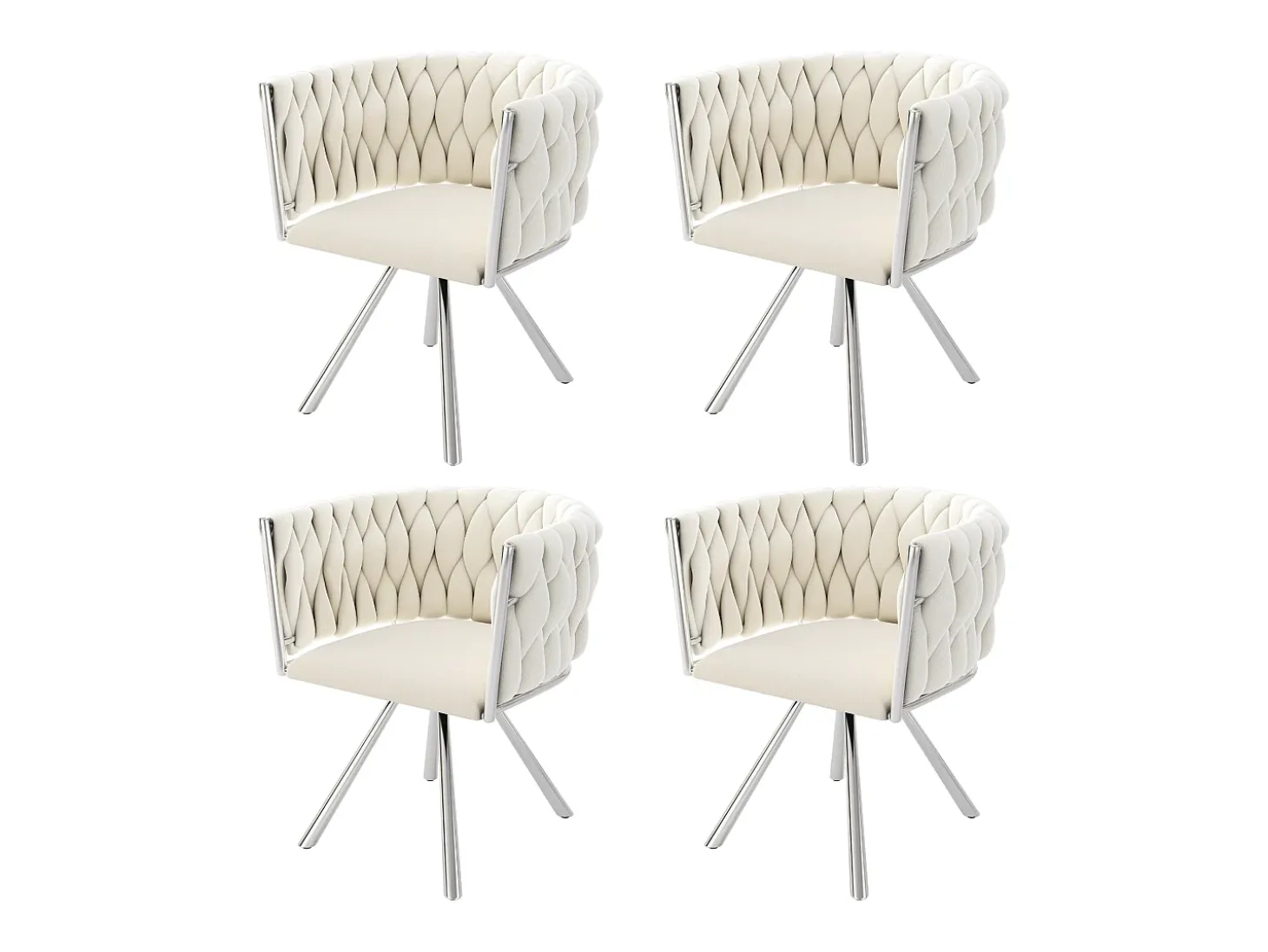 Juego de 4 sillas de comedor de terciopelo, sillas giratorias de lujo para salón y dormitorio, con patas de metal (62 x 60 x 57 cm)