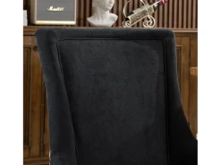 Juego de 2 sillas de comedor en chenilla con tachuelas decorativas y respaldo - negro y estampado leopardo