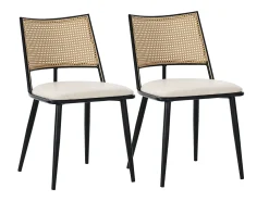 Juego de 4 sillas de comedor - 50 x 48 x 80 cm - asiento de poliuretano - respaldo de ratán - ratán - negro