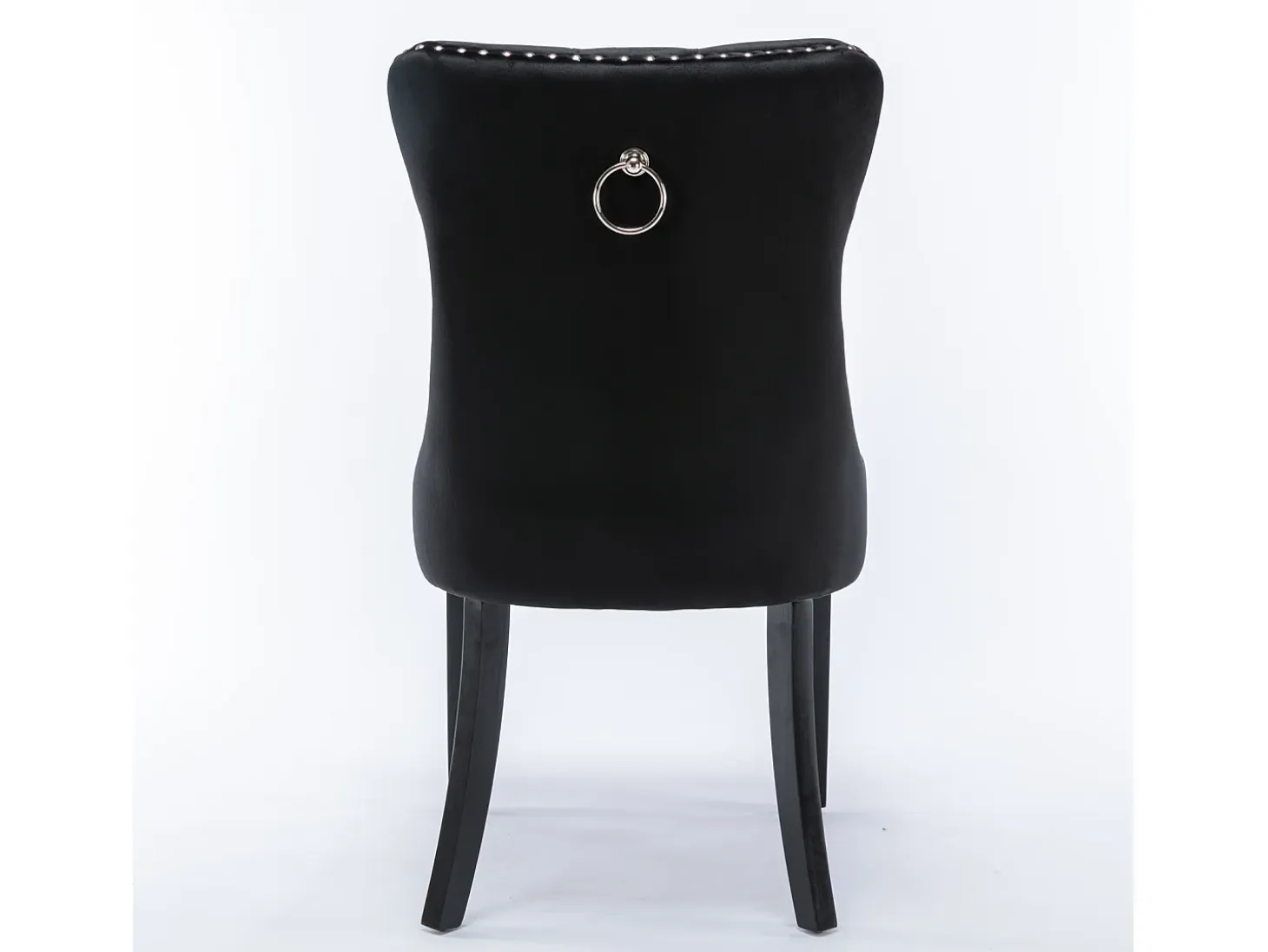 Juego de 2 sillas de comedor en terciopelo negro con tachuelas decorativas y respaldo acolchado