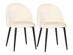 Juego de 2 sillas de comedor, cómodas sillas tapizadas con respaldo de terciopelo, patas de acero, color crema