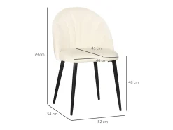 Juego de 2 sillas de comedor, cómodas sillas tapizadas con respaldo de terciopelo, patas de acero, color crema