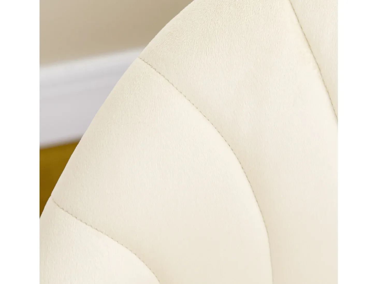 Juego de 2 sillas de comedor, cómodas sillas tapizadas con respaldo de terciopelo, patas de acero, color crema