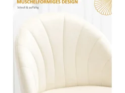 Juego de 2 sillas de comedor, cómodas sillas tapizadas con respaldo de terciopelo, patas de acero, color crema