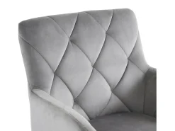 Juego de 4 sillas de comedor de terciopelo gris claro con respaldo de rombos y patas de metal negro