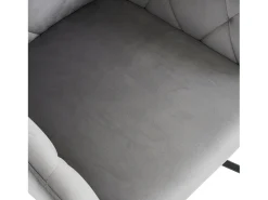 Juego de 4 sillas de comedor de terciopelo gris claro con respaldo de rombos y patas de metal negro