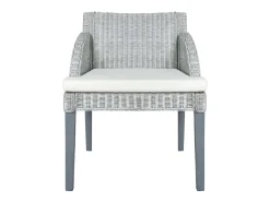 Juego de 2 Sillas de comedor con cojines ratán natural gris ES116138