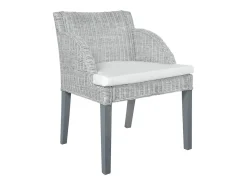 Juego de 2 Sillas de comedor con cojines ratán natural gris ES116138