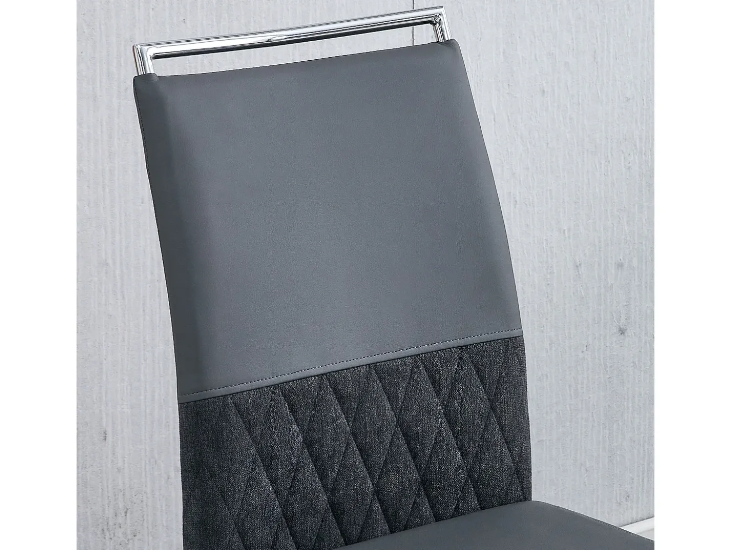 Juego de 6 sillas de comedor modernas, respaldo de piel sintética y lino, trona tapizada, diseño de rayas cruzadas, color gris (42 x 45 x 83,7 cm)