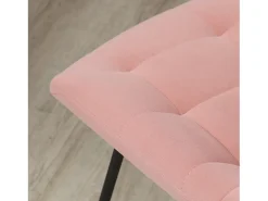 Juego de 2 sillas de comedor, silla de cocina con respaldo, funda de terciopelo en color rosa, diseño retro, patas de acero
