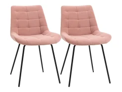Juego de 2 sillas de comedor, silla de cocina con respaldo, funda de terciopelo en color rosa, diseño retro, patas de acero