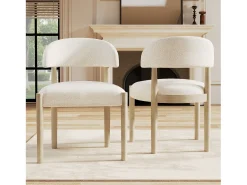 Juego de 4 sillas de comedor de madera maciza - 58 x 58 x 78 cm - estilo moderno - transpirable - acabado rizado - natural