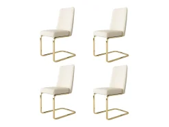 Juego de 4 sillas de comedor de terciopelo, diseño de lujo, respaldo de diamante, patas de metal dorado, beige (47 x 47 x 90 cm)
