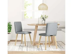 Juego de 2 sillas de comedor de tela gris claro