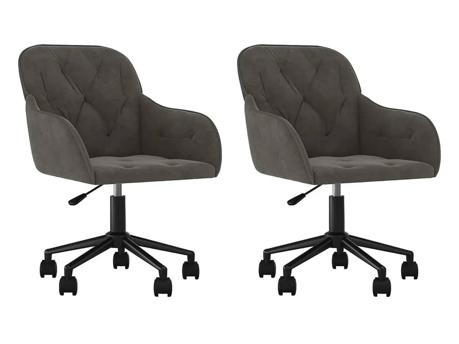 Juego de 2 sillas de comedor giratorias de terciopelo gris oscuro