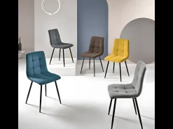 Juego de 4 sillas de comedor modernas amarillas en tejido "Milly" con asiento acolchado cm 45x53 88h