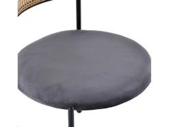 Juego de 4 sillas de comedor de terciopelo y ratán con patas de metal - Gris
