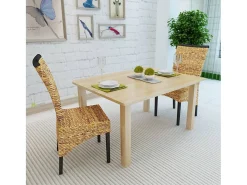 Juego de 2 Sillas de comedor madera maciza de mango y abacá ES242651