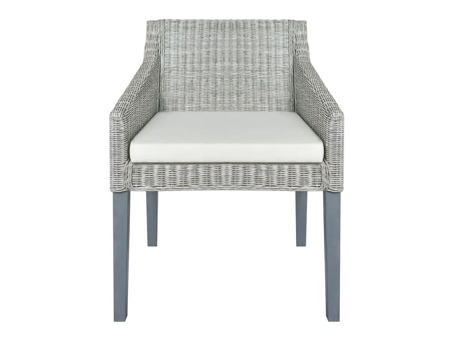 Juego de 2 Sillas de comedor con cojines ratán natural gris ES840489