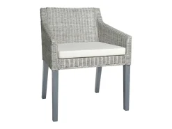 Juego de 2 Sillas de comedor con cojines ratán natural gris ES840489