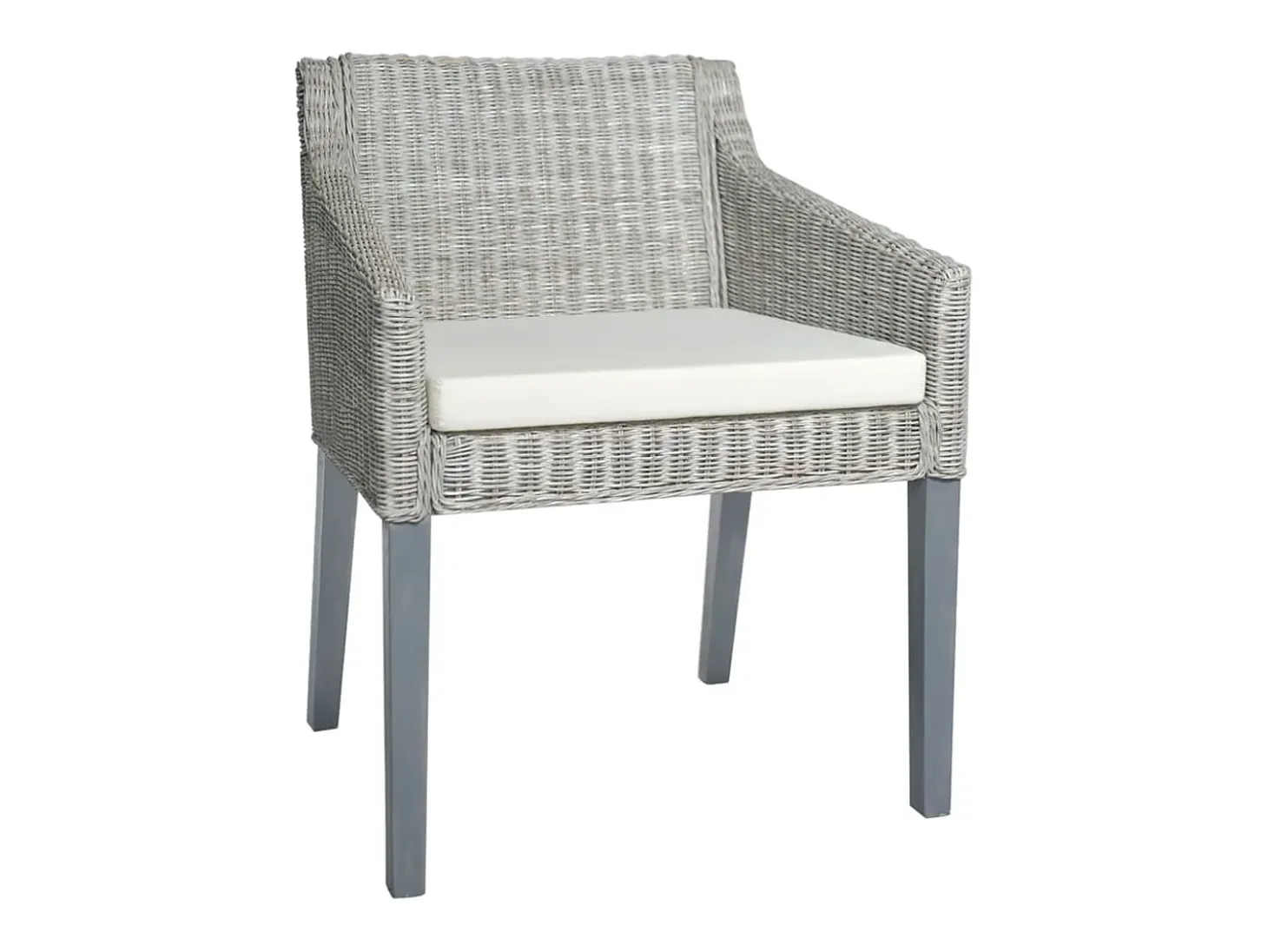 Juego de 2 Sillas de comedor con cojines ratán natural gris ES840489