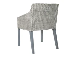 Juego de 2 Sillas de comedor con cojines ratán natural gris ES840489