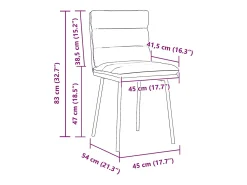 Juego de 2 sillas de comedor de terciopelo azul