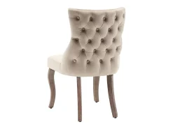 Juego de 2 sillas de comedor - Terciopelo y madera maciza - Respaldo alto con motivo de rombos - Beige