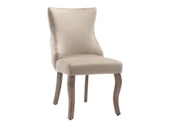 Juego de 2 sillas de comedor - Terciopelo y madera maciza - Respaldo alto con motivo de rombos - Beige