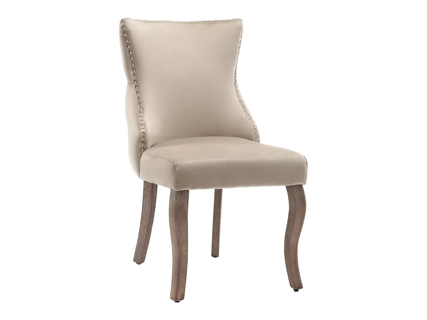 Juego de 2 sillas de comedor - Terciopelo y madera maciza - Respaldo alto con motivo de rombos - Beige