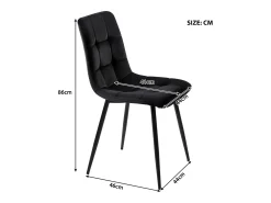 Juego de 4 sillas de comedor - estructura de metal - tela de terciopelo - negro