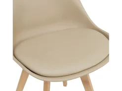 Juego de 2 sillas de comedor de piel sintética beige pies haya diseño escandinavo 03_0002767