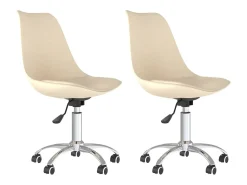 Juego de 2 Sillas de comedor giratorias tela color crema ES949721