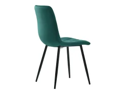 Juego de 4 sillas de comedor, color verde, terciopelo, con respaldo y patas de metal.