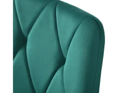 Juego de 4 sillas de comedor, color verde, terciopelo, con respaldo y patas de metal.