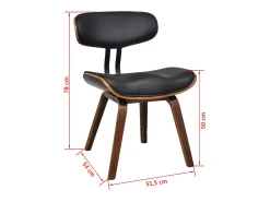 Juego de 2 sillas de comedor de madera curvada y piel sintética.