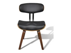 Juego de 2 sillas de comedor de madera curvada y piel sintética.