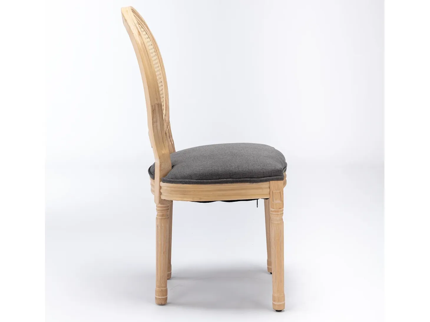 Juego de 2 sillas de comedor – Estructura de madera maciza – Asientos de lino – Gris