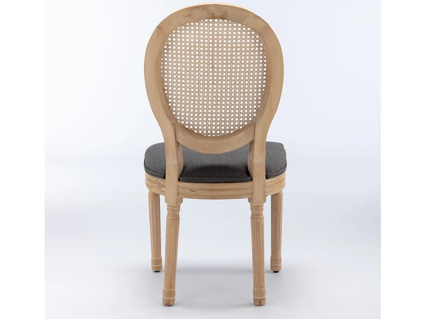Juego de 2 sillas de comedor – Estructura de madera maciza – Asientos de lino – Gris