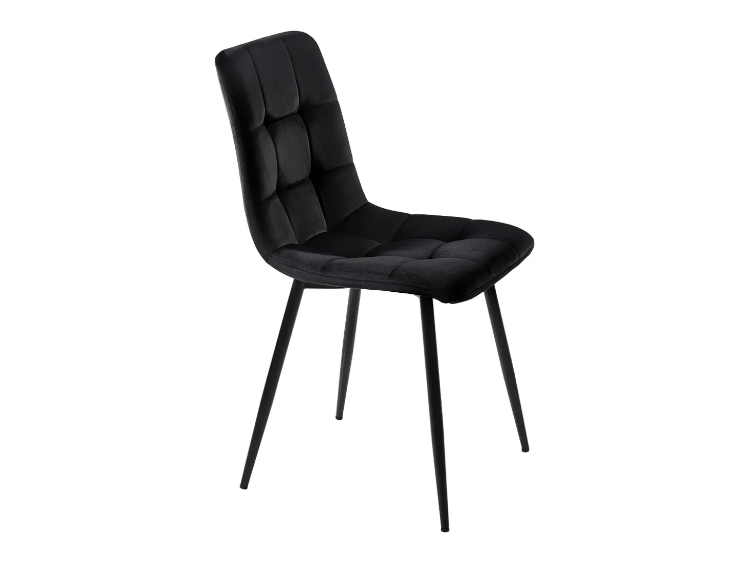 Juego de 4 sillas de comedor, color negro, asiento de terciopelo, respaldo cómodo, estructura de metal.