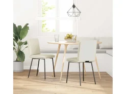 Juego de 2 sillas de comedor de terciopelo crema