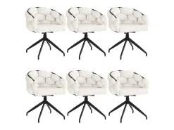 Juego de 6 sillas de comedor giratorias - 61 x 59 x 77,5 cm - Patas de terciopelo y hierro - Beige + negro