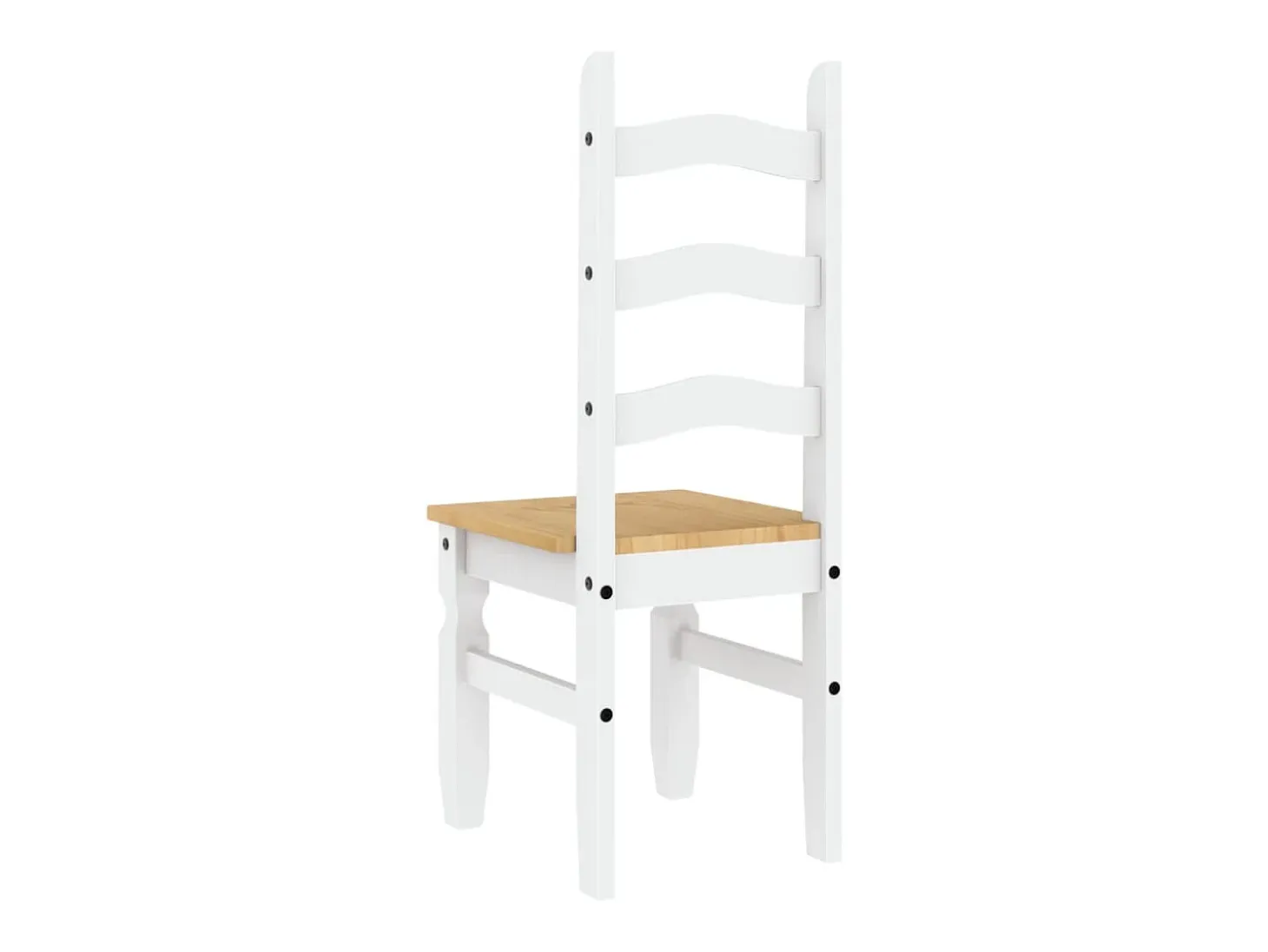 Juego de 2 sillas de comedor de madera maciza de pino blanco Corona