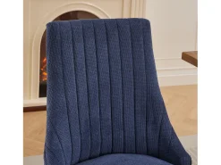 Juego de 2 sillas de comedor con respaldo acolchado y patas de madera - Chenilla azul