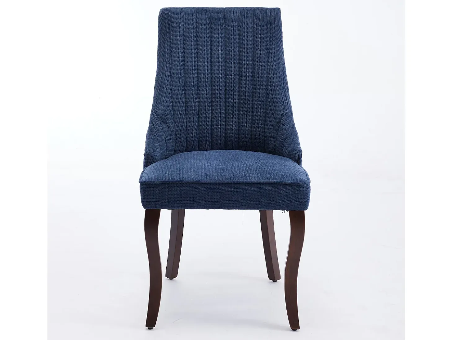 Juego de 2 sillas de comedor con respaldo acolchado y patas de madera - Chenilla azul