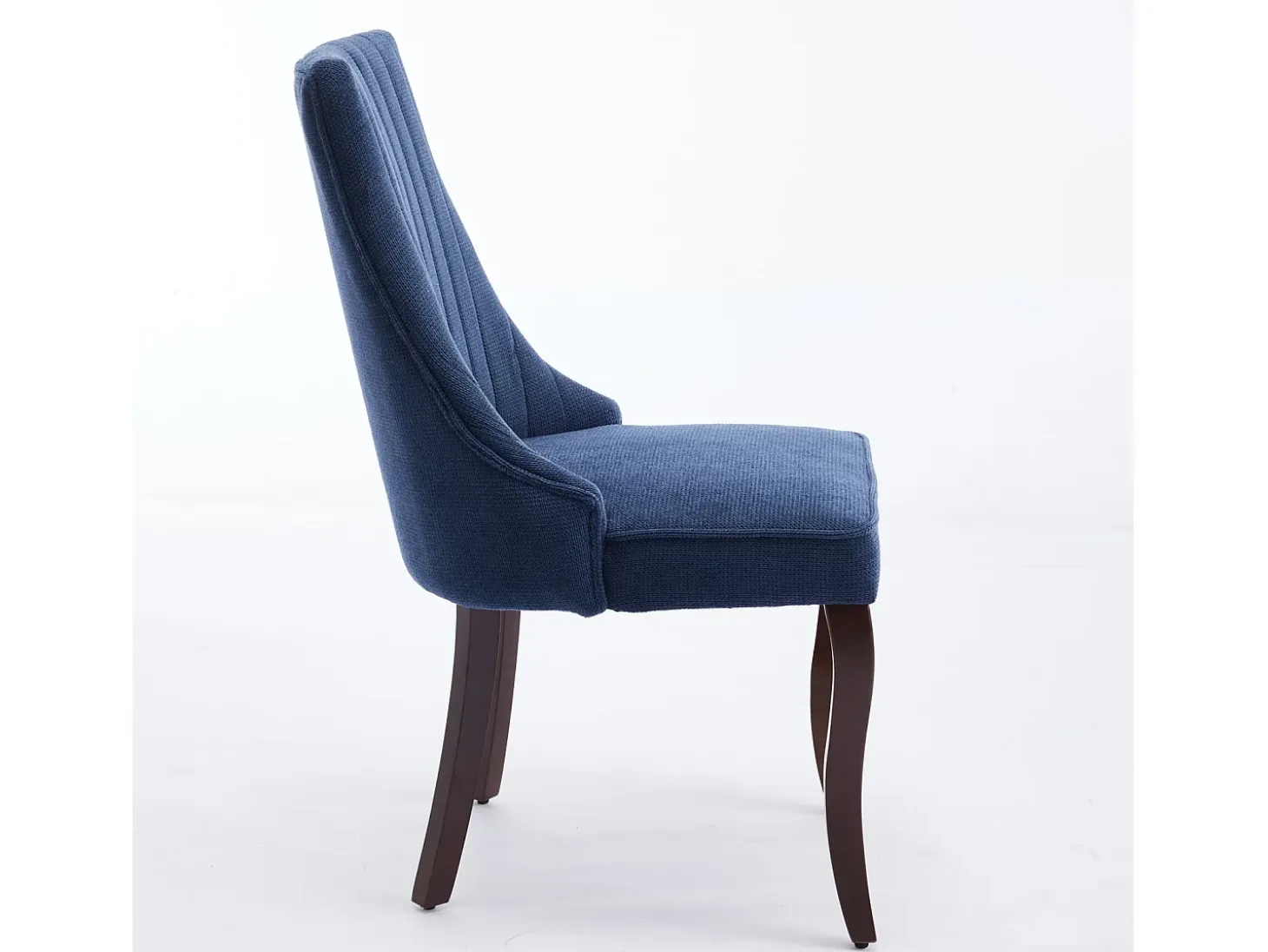 Juego de 2 sillas de comedor con respaldo acolchado y patas de madera - Chenilla azul