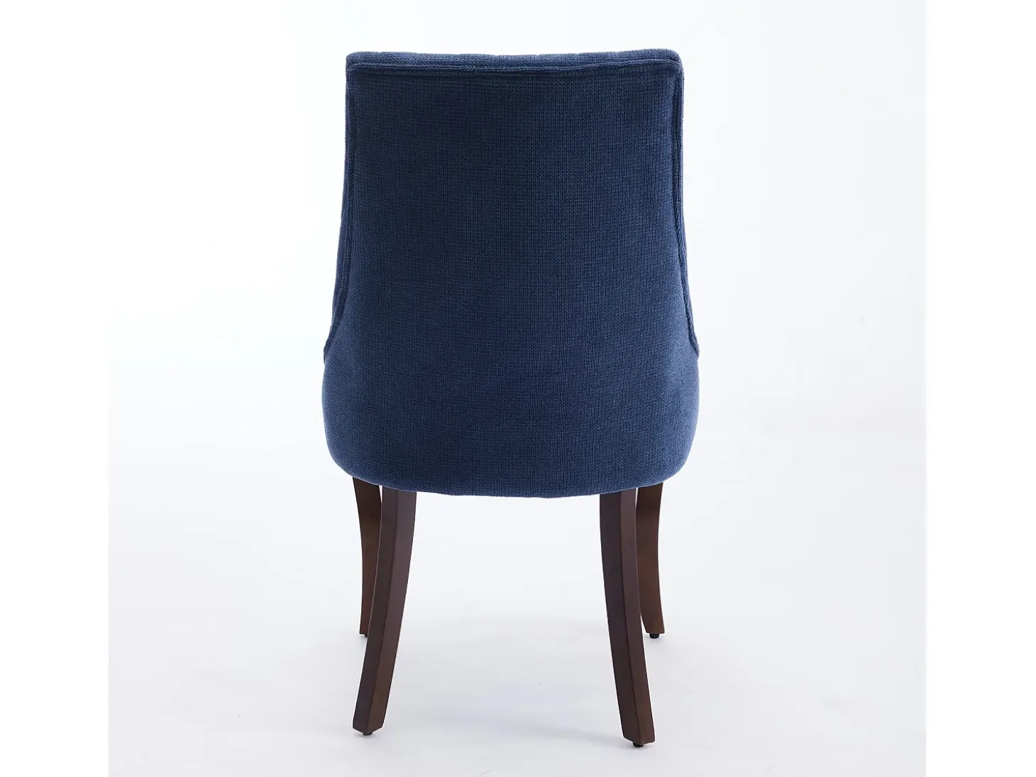 Juego de 2 sillas de comedor con respaldo acolchado y patas de madera - Chenilla azul