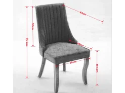 Juego de 2 sillas de comedor con respaldo acolchado y patas de madera - Chenilla azul