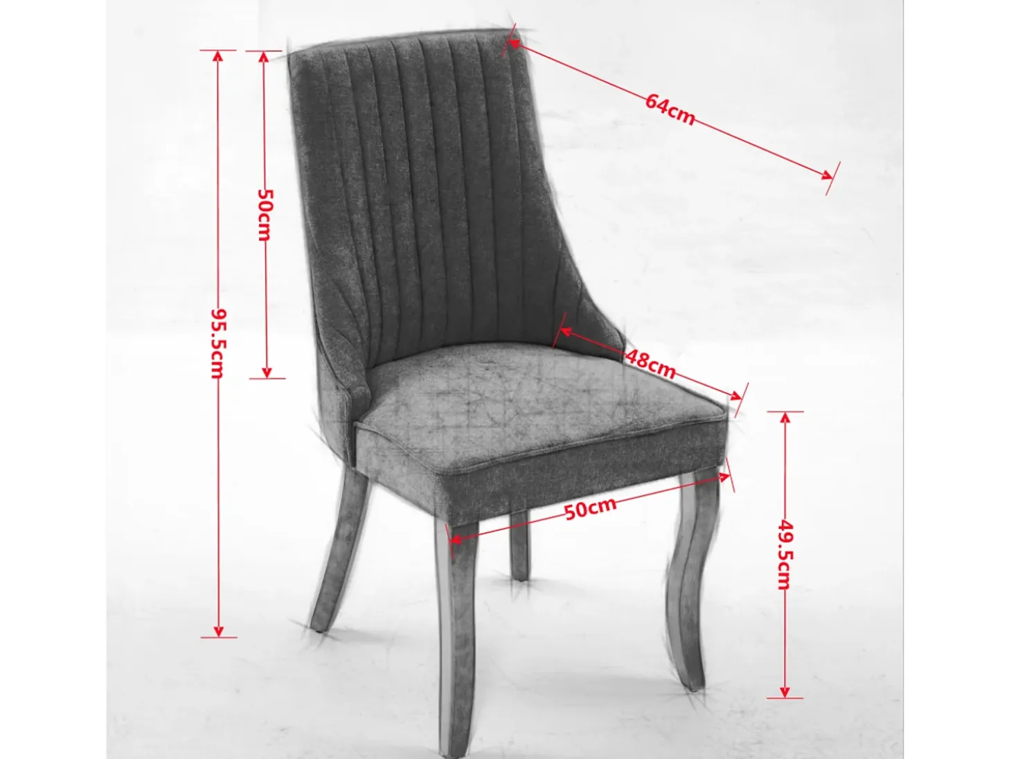 Juego de 2 sillas de comedor con respaldo acolchado y patas de madera - Chenilla azul