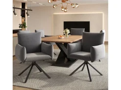 Juego de 4 sillas de comedor - 60 x 60 x 88 cm - sillas tapizadas - giratorias 360° - terciopelo - gris